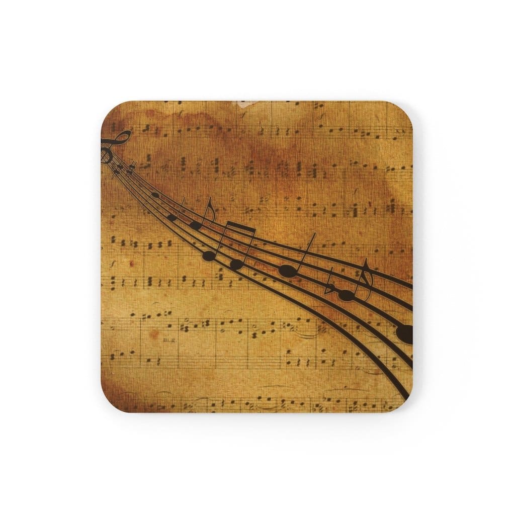 Corkwood Coaster 4 Piece Set - Brown Musical Note Style Coasters