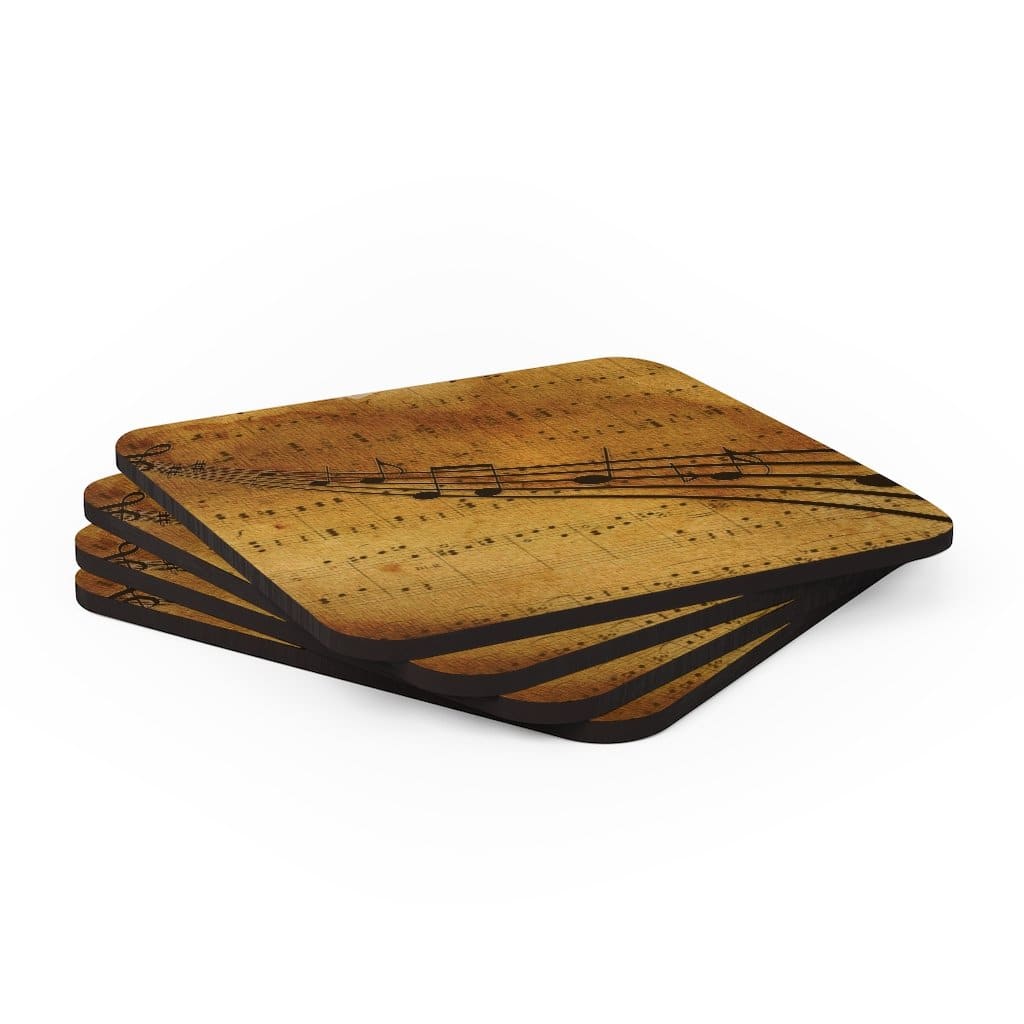 Corkwood Coaster 4 Piece Set - Brown Musical Note Style Coasters