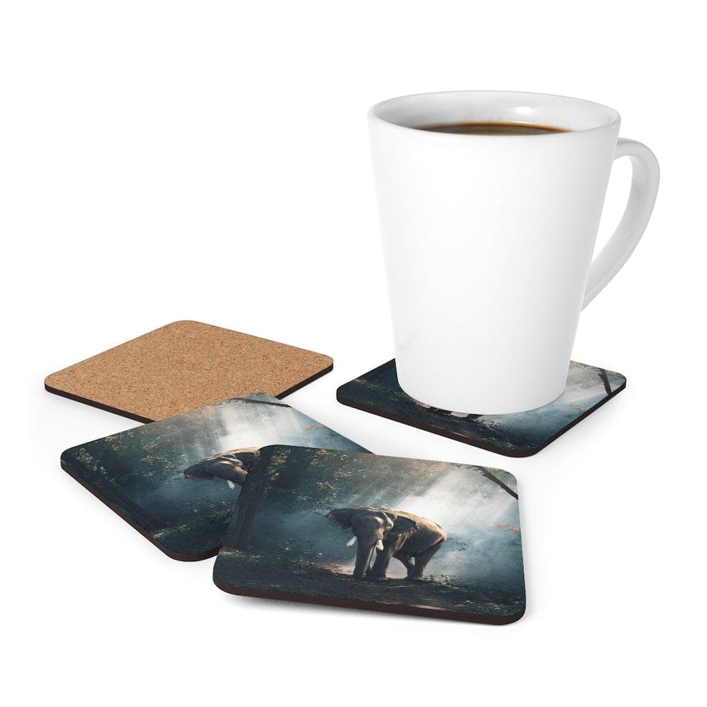 Corkwood Coaster 4 Piece Set - Elephant Art Style Coasters