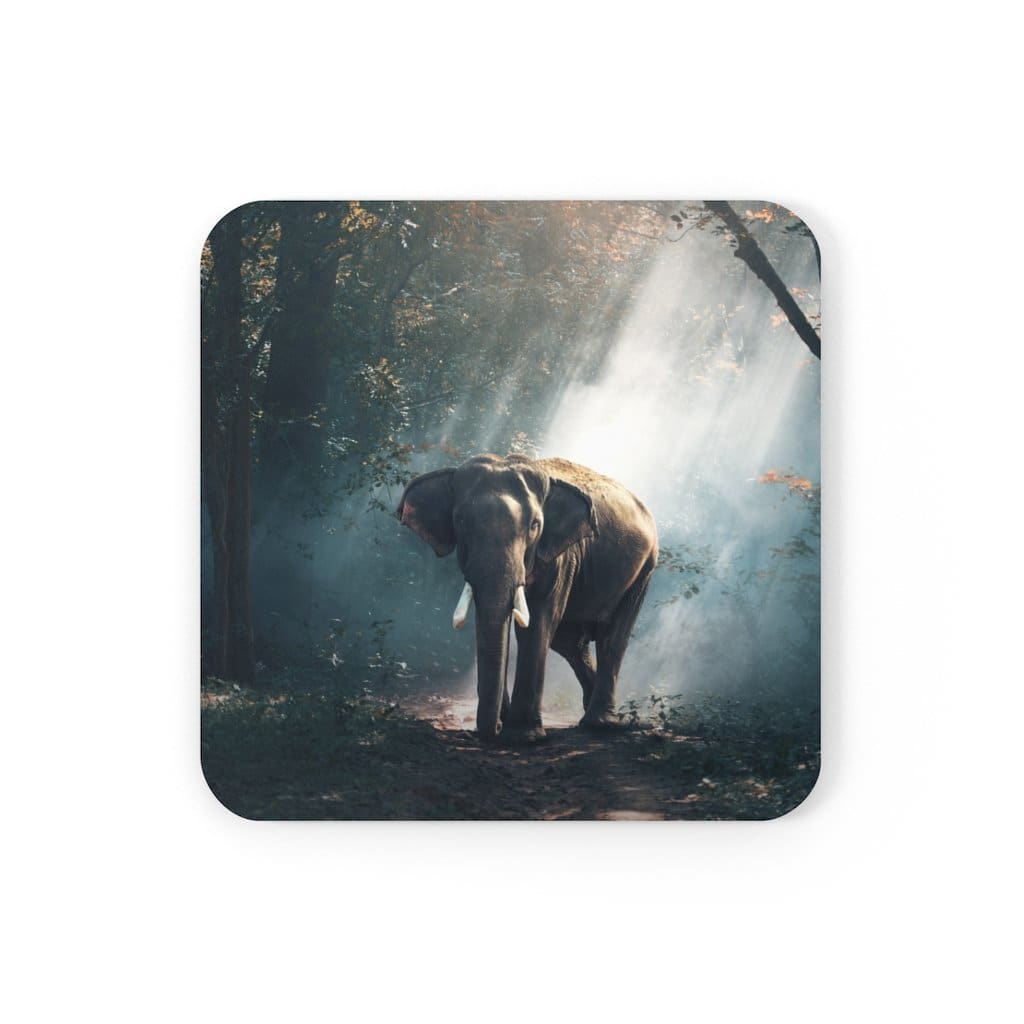 Corkwood Coaster 4 Piece Set - Elephant Art Style Coasters