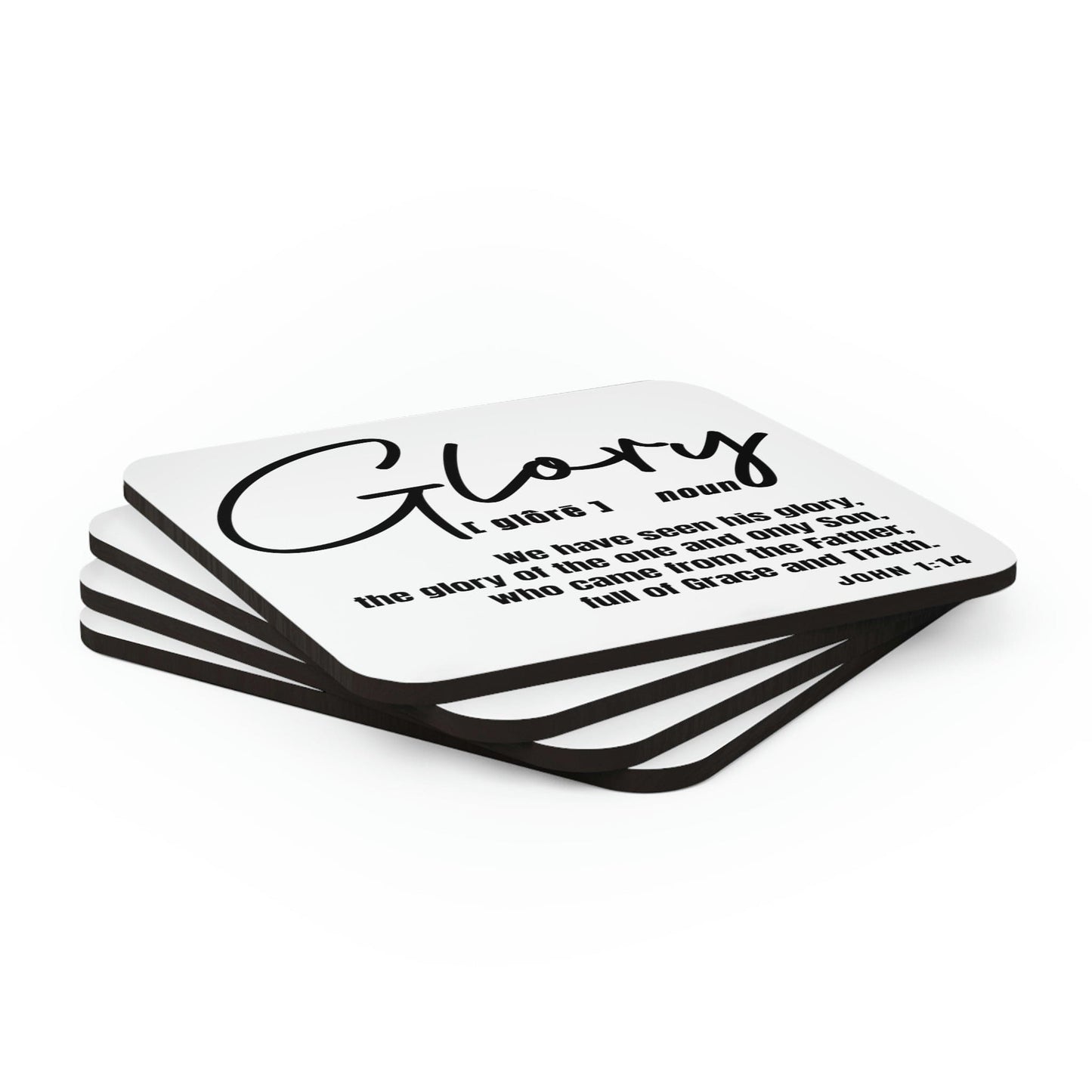 Home Decor Coaster Set - 4 Piece Home/office Glory Christian Inspiration Black