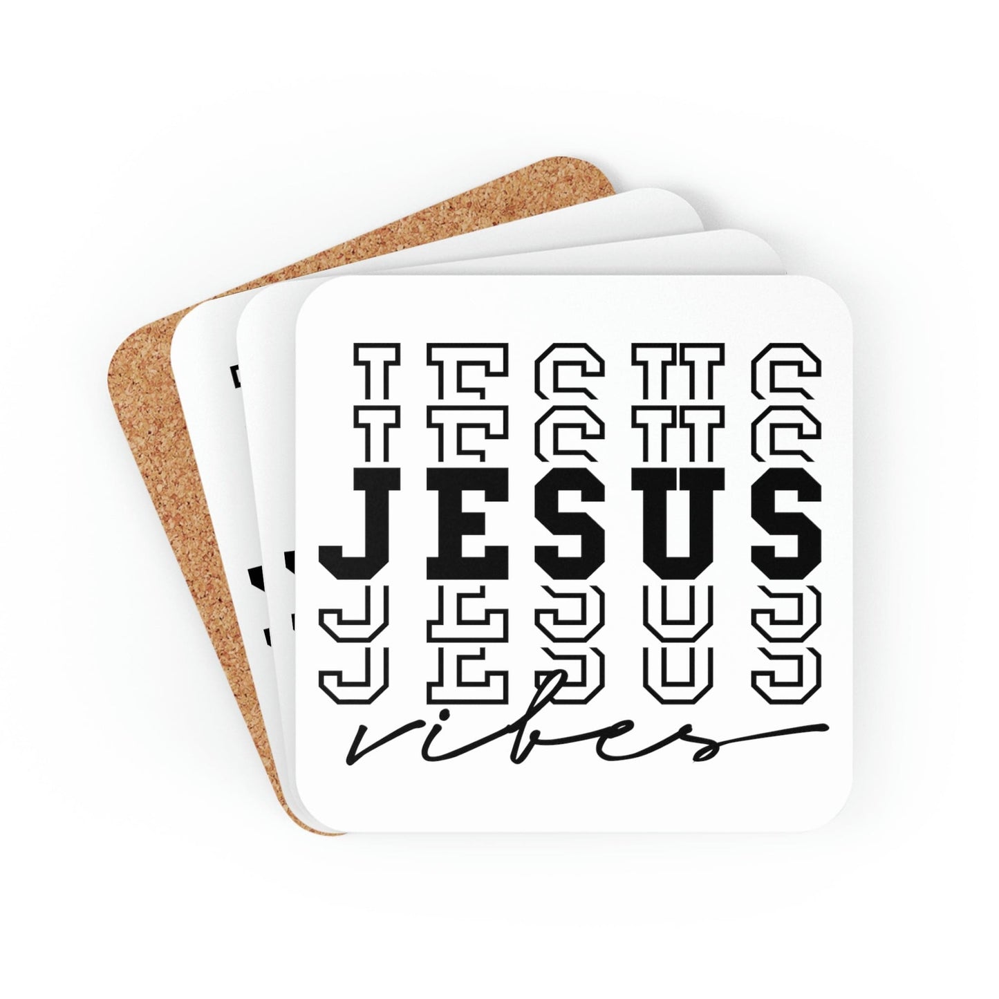 Home Decor - Coaster Set - 4 Piece Home/office - Jesus Vibes Christian Inspiration