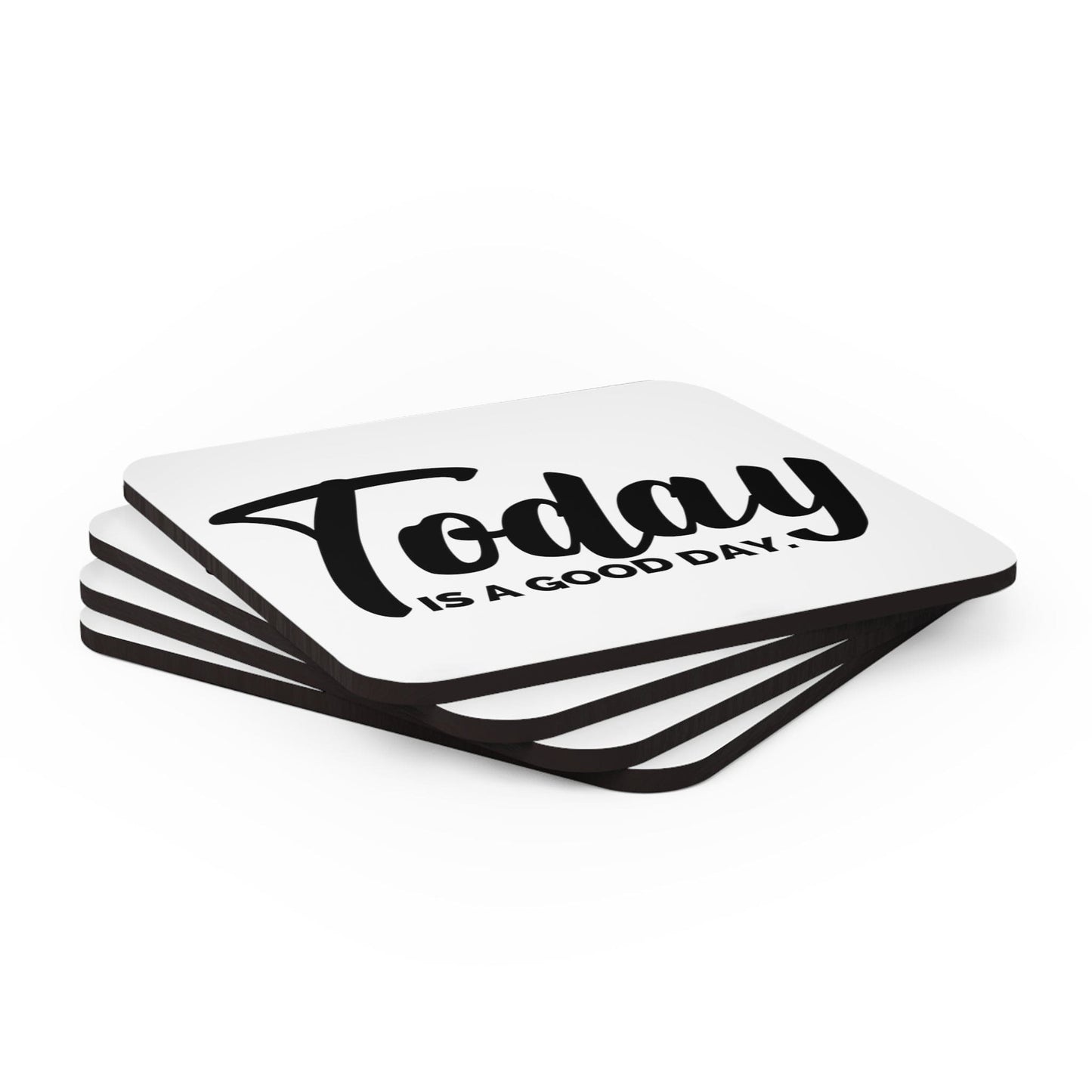 Coaster Set of 4 for Drinks Today is a Good Day Black Illustration