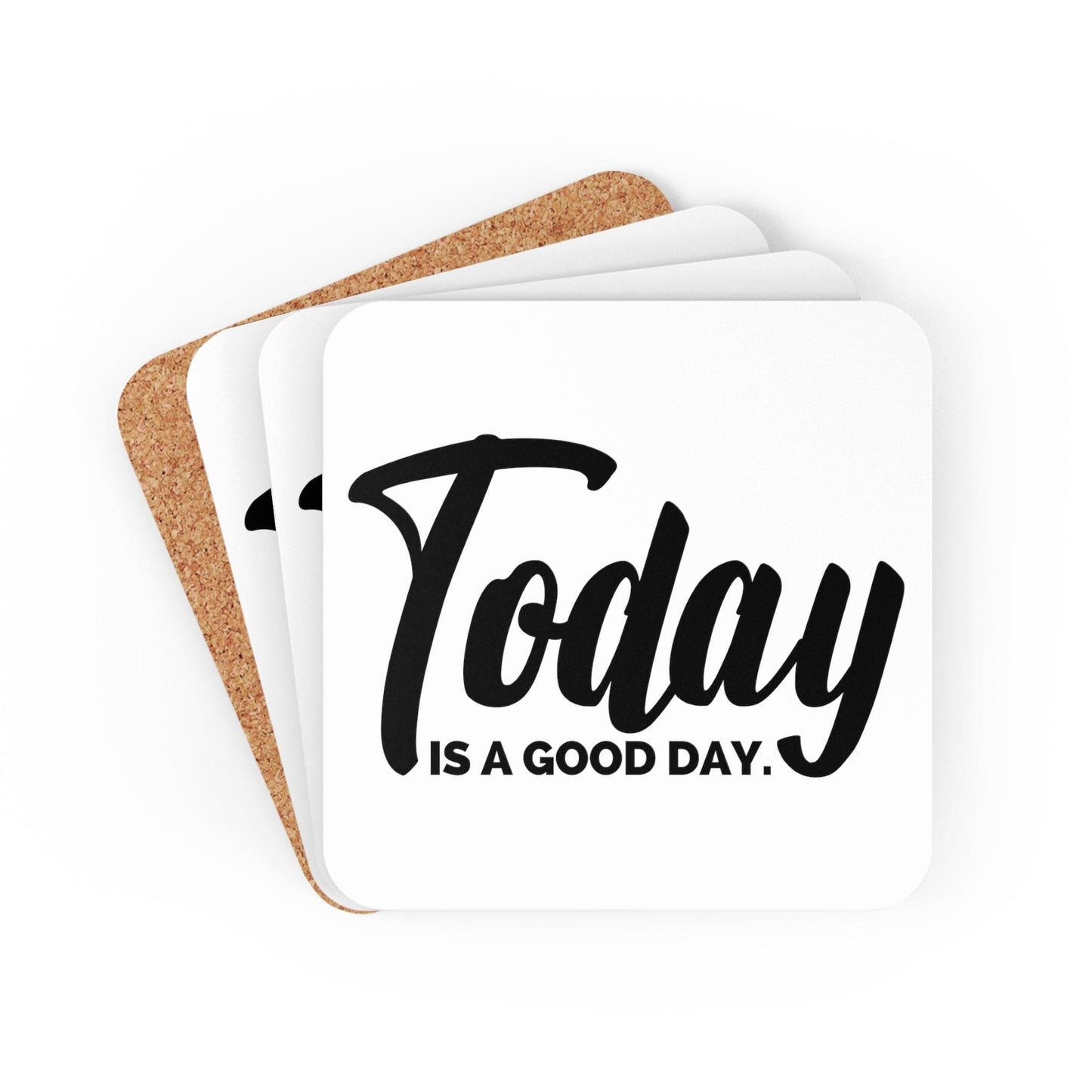 Coaster Set of 4 for Drinks Today is a Good Day Black Illustration