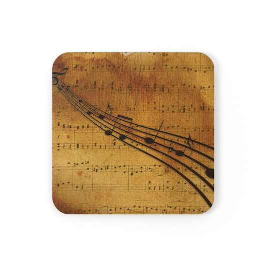 Corkwood Coaster 4 Piece Set - Brown Musical Note Style Coasters