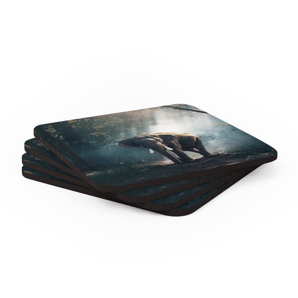 Corkwood Coaster 4 Piece Set - Elephant Art Style Coasters