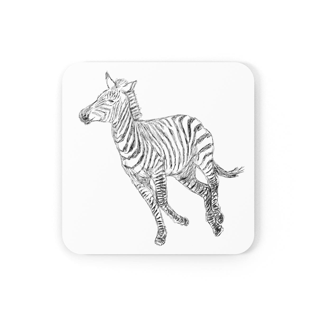Home Decor - Coaster Set - 4 Piece Home/office - Galloping Zebra Line Art Drawing Print