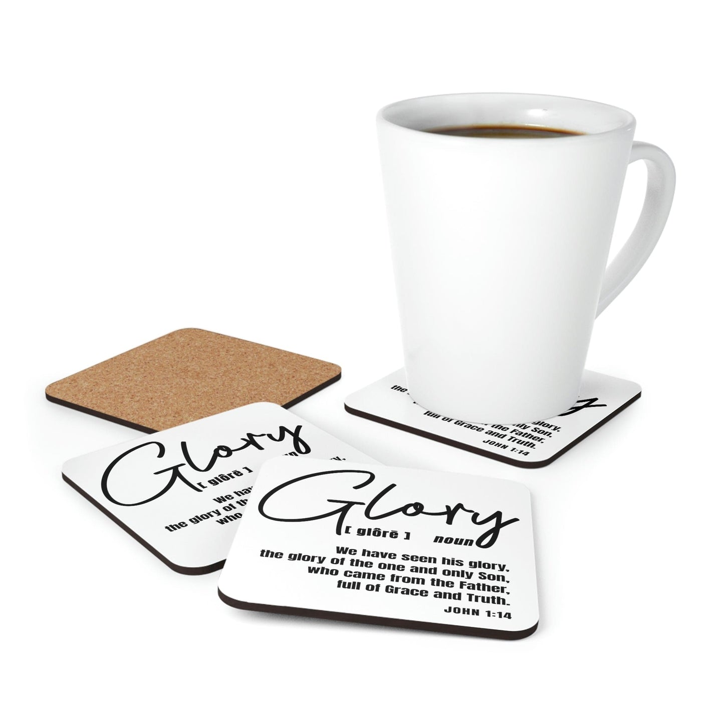 Home Decor Coaster Set - 4 Piece Home/office Glory Christian Inspiration Black