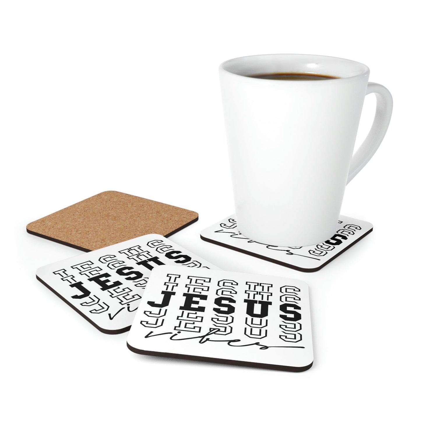 Home Decor - Coaster Set - 4 Piece Home/office - Jesus Vibes Christian Inspiration
